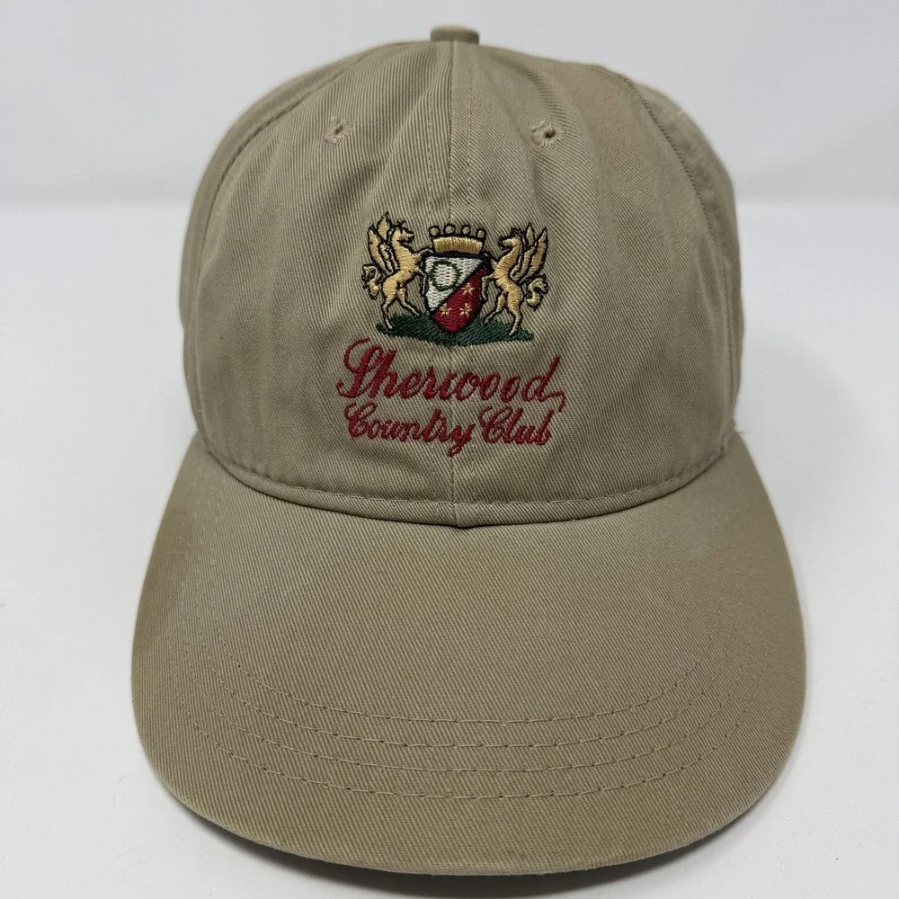 Vintage Sherwood Country Club Hat Cap Strapback Khaki Golf Embroidered Mens 90s